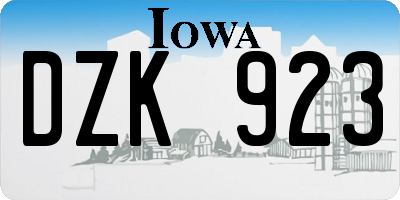 IA license plate DZK923