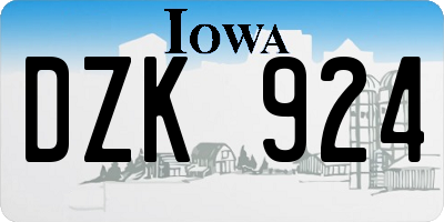 IA license plate DZK924