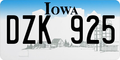 IA license plate DZK925