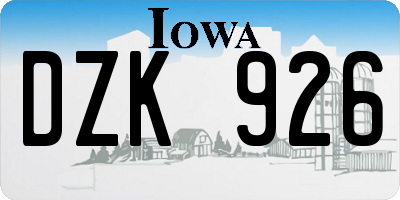 IA license plate DZK926