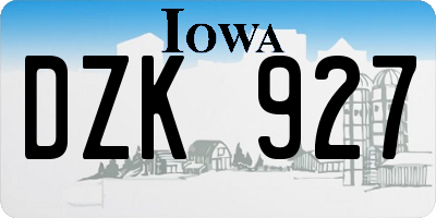 IA license plate DZK927