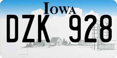 IA license plate DZK928