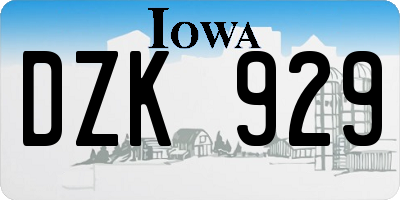 IA license plate DZK929