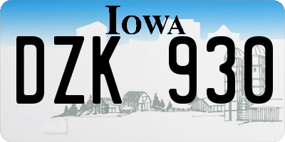 IA license plate DZK930