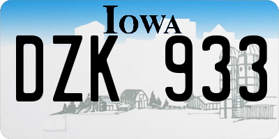 IA license plate DZK933