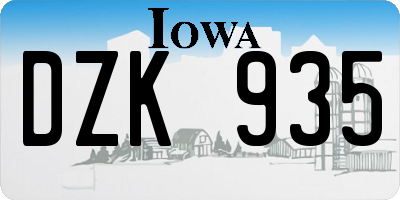 IA license plate DZK935