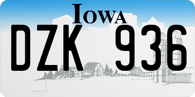 IA license plate DZK936