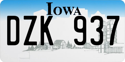 IA license plate DZK937