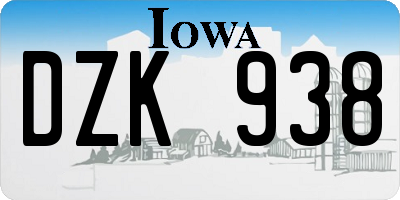 IA license plate DZK938