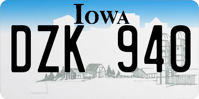 IA license plate DZK940
