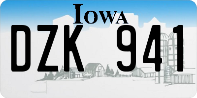 IA license plate DZK941