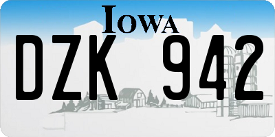 IA license plate DZK942