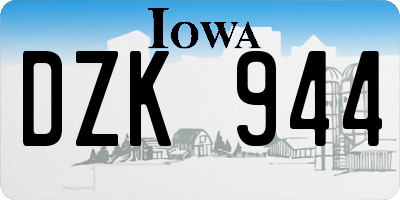 IA license plate DZK944