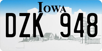 IA license plate DZK948