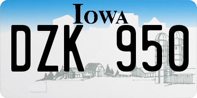 IA license plate DZK950