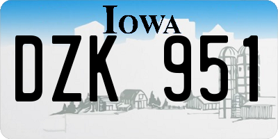 IA license plate DZK951