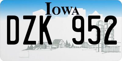 IA license plate DZK952