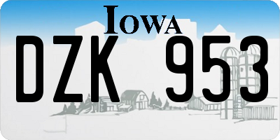 IA license plate DZK953