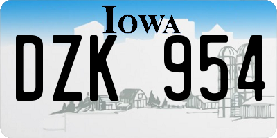 IA license plate DZK954