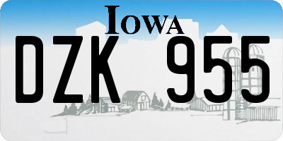 IA license plate DZK955