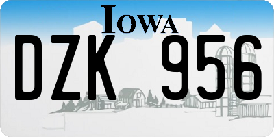 IA license plate DZK956
