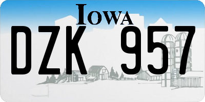 IA license plate DZK957