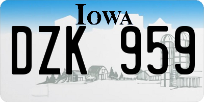 IA license plate DZK959