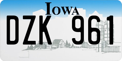 IA license plate DZK961