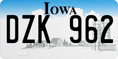 IA license plate DZK962