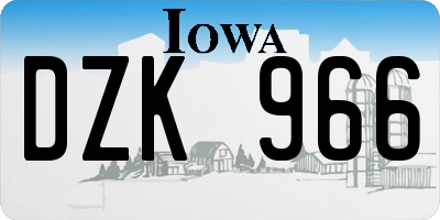 IA license plate DZK966