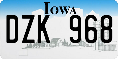 IA license plate DZK968