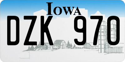 IA license plate DZK970