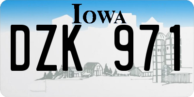 IA license plate DZK971