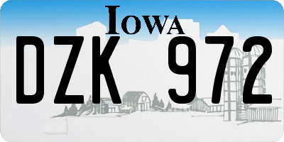 IA license plate DZK972