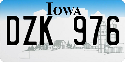 IA license plate DZK976
