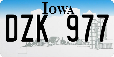 IA license plate DZK977