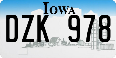 IA license plate DZK978