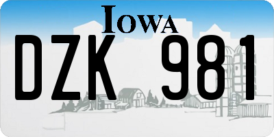 IA license plate DZK981