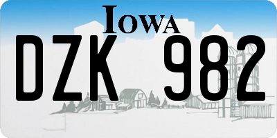 IA license plate DZK982