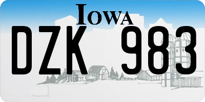 IA license plate DZK983