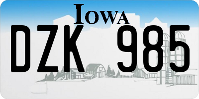 IA license plate DZK985