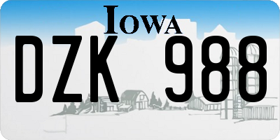 IA license plate DZK988