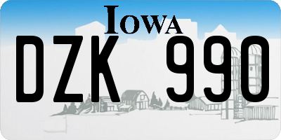 IA license plate DZK990