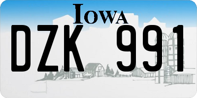 IA license plate DZK991