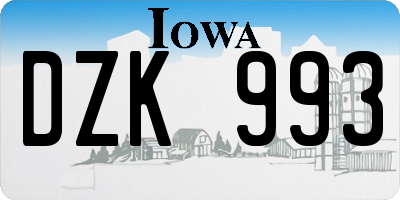 IA license plate DZK993