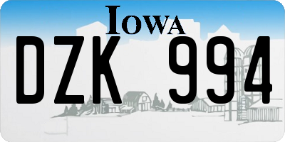 IA license plate DZK994