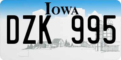 IA license plate DZK995