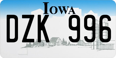 IA license plate DZK996