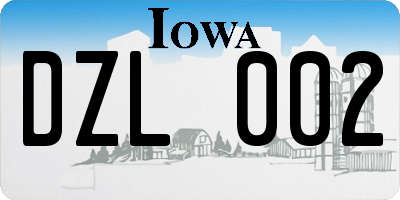 IA license plate DZL002