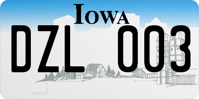 IA license plate DZL003